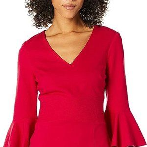 Trina Turk Red Bell Sleeve Dress NWT Sz 10 - office parties- Christmas Dress